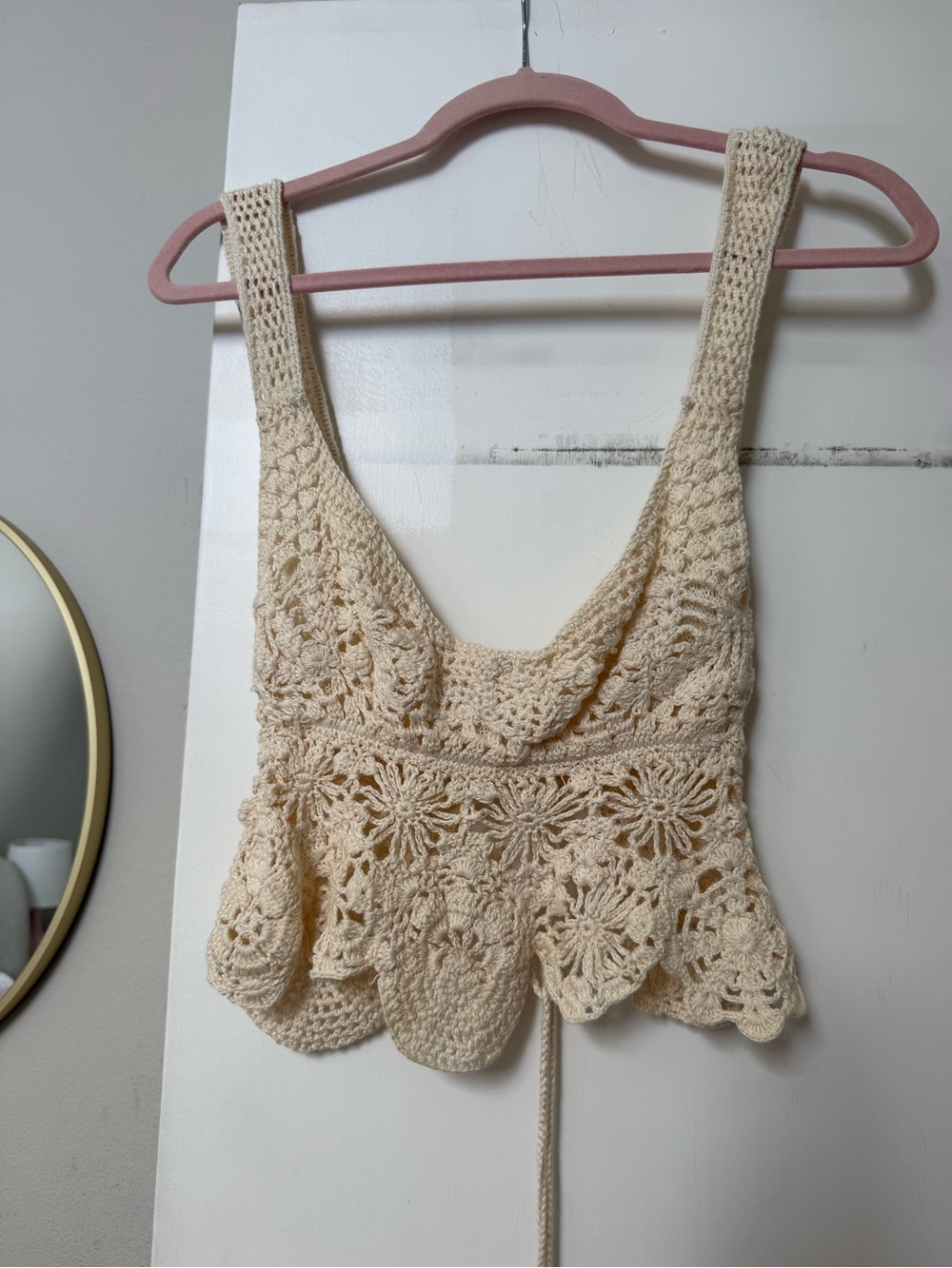 Indah Crochet Peplum Crop Top - Cream
